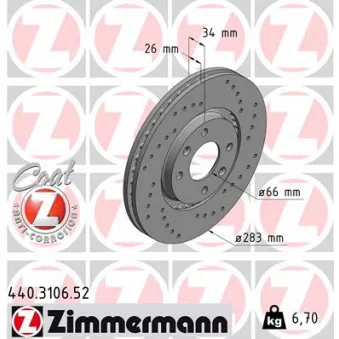 Jeu de 2 disques de frein avant ZIMMERMANN 440.3106.52