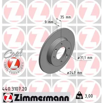 Jeu de 2 disques de frein arrière ZIMMERMANN 440.3107.20