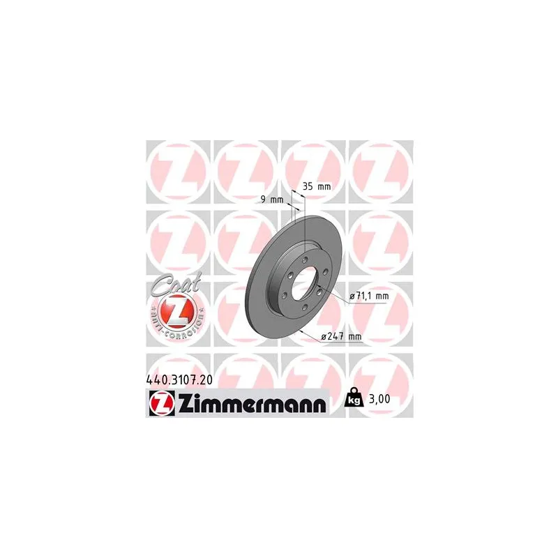 Jeu de 2 disques de frein arrière ZIMMERMANN 440.3107.20