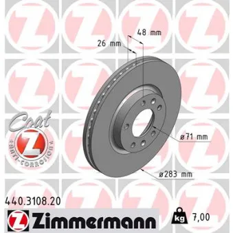 Jeu de 2 disques de frein avant ZIMMERMANN 440.3108.20