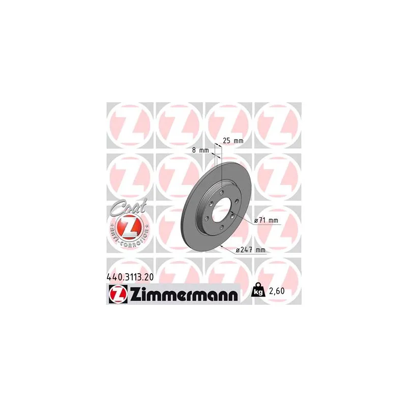Jeu de 2 disques de frein arrière ZIMMERMANN 440.3113.20