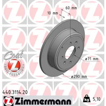 Jeu de 2 disques de frein arrière ZIMMERMANN 440.3114.20