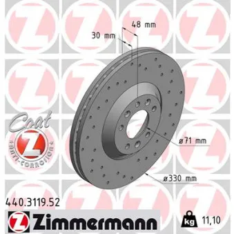 Jeu de 2 disques de frein avant ZIMMERMANN 440.3119.52