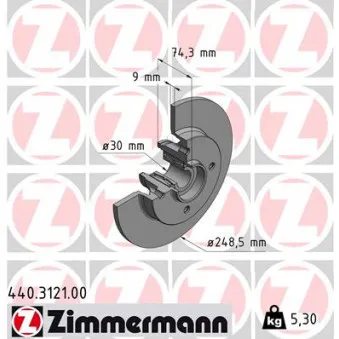 Jeu de 2 disques de frein arrière ZIMMERMANN 440.3121.00