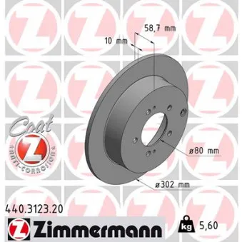 Jeu de 2 disques de frein arrière ZIMMERMANN 440.3123.20