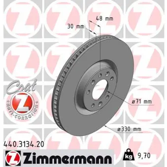 Jeu de 2 disques de frein avant ZIMMERMANN 440.3134.20