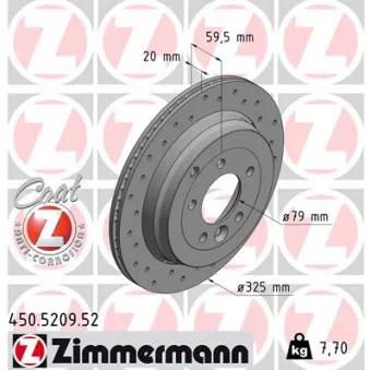 Jeu de 2 disques de frein arrière ZIMMERMANN 450.5209.52