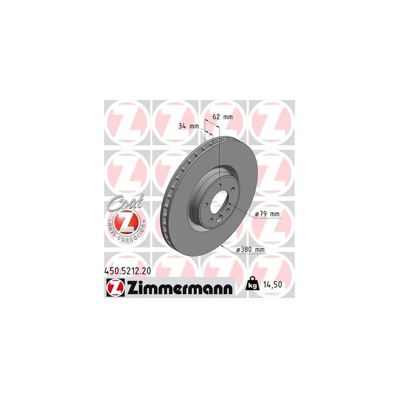 Jeu de 2 disques de frein avant ZIMMERMANN 450.5212.20