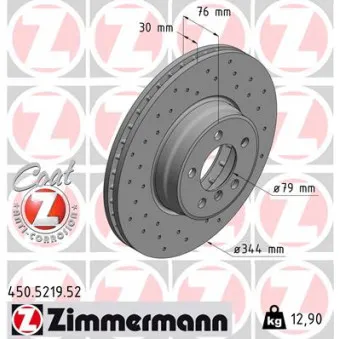 Jeu de 2 disques de frein avant ZIMMERMANN 450.5219.52
