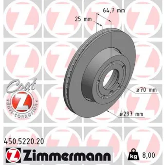 Jeu de 2 disques de frein avant ZIMMERMANN 450.5220.20