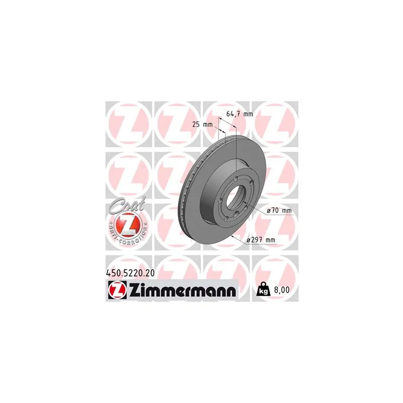 Jeu de 2 disques de frein avant ZIMMERMANN 450.5220.20
