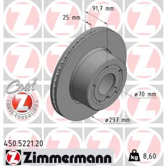 Jeu de 2 disques de frein avant ZIMMERMANN 450.5221.20
