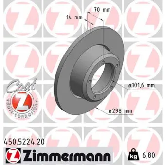 Jeu de 2 disques de frein avant ZIMMERMANN 450.5224.20