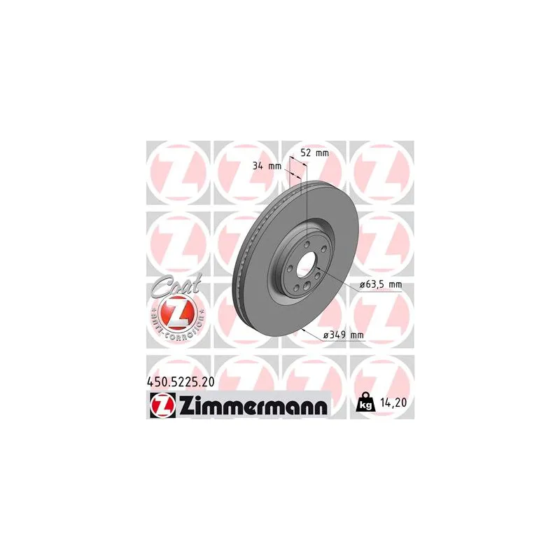 Jeu de 2 disques de frein avant ZIMMERMANN 450.5225.20