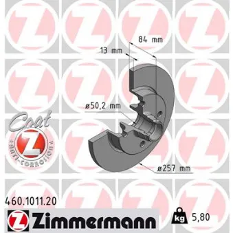 Jeu de 2 disques de frein avant ZIMMERMANN 460.1011.20