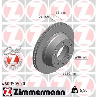 Jeu de 2 disques de frein arrière ZIMMERMANN 460.1505.20
