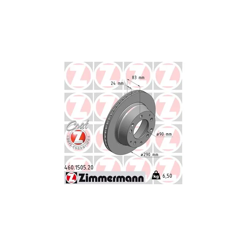 Jeu de 2 disques de frein arrière ZIMMERMANN 460.1505.20