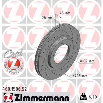 Jeu de 2 disques de frein avant ZIMMERMANN 460.1506.52
