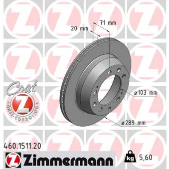 Jeu de 2 disques de frein arrière ZIMMERMANN 460.1511.20
