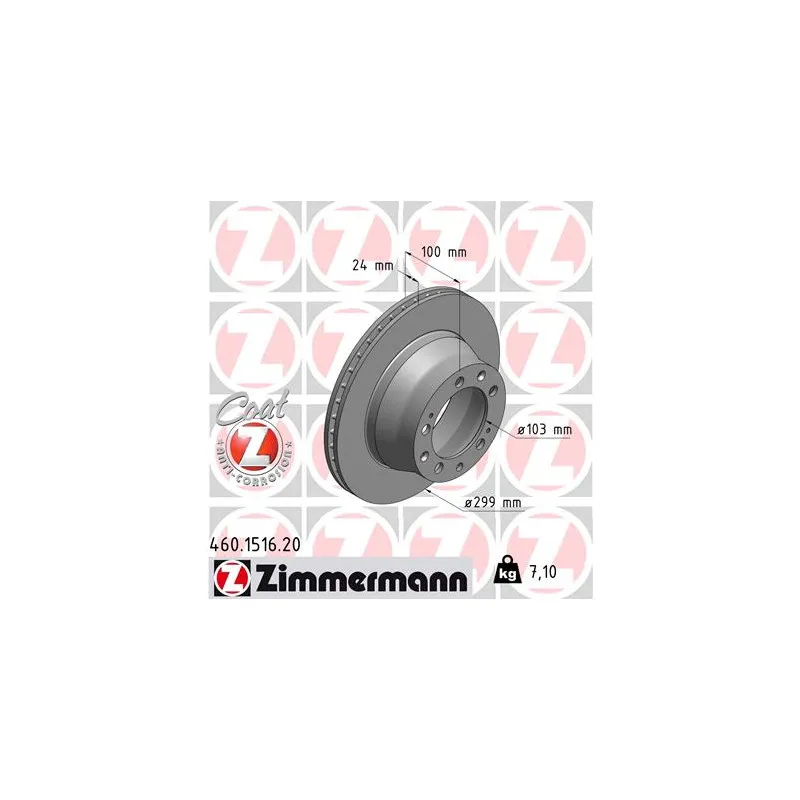 Jeu de 2 disques de frein arrière ZIMMERMANN 460.1516.20