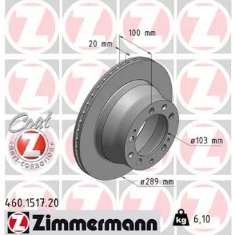 Jeu de 2 disques de frein arrière ZIMMERMANN 460.1517.20