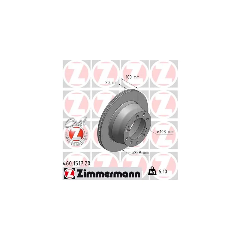 Jeu de 2 disques de frein arrière ZIMMERMANN 460.1517.20