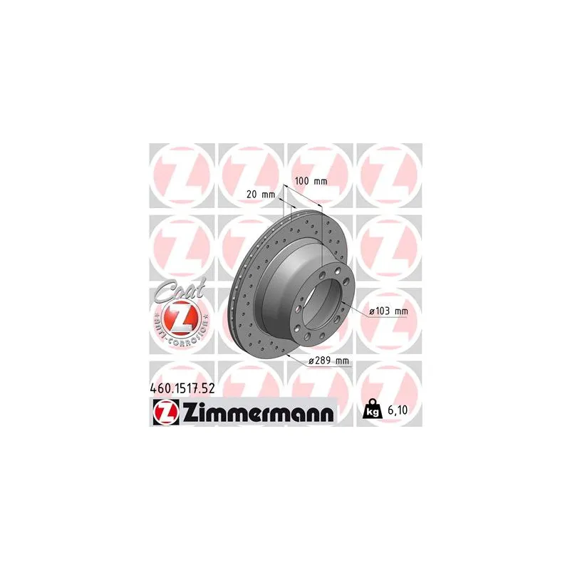 Jeu de 2 disques de frein arrière ZIMMERMANN 460.1517.52