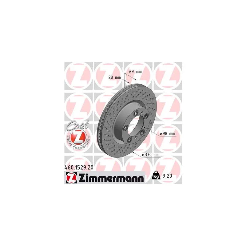 Disque avant gauche ZIMMERMANN 460.1529.20