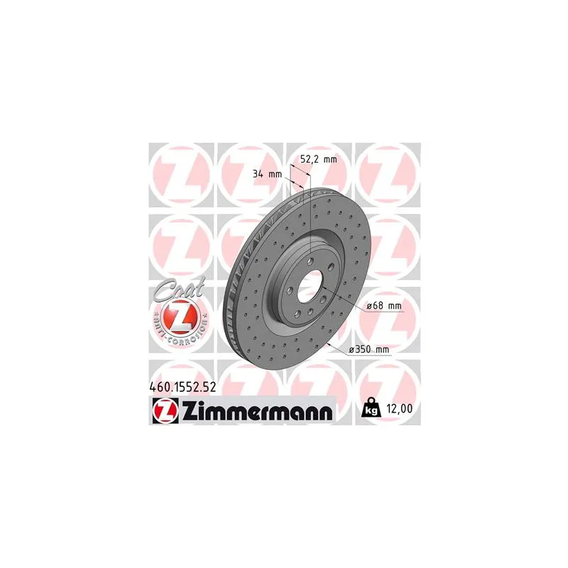 Disque de frein avant droit ZIMMERMANN 460.1553.52