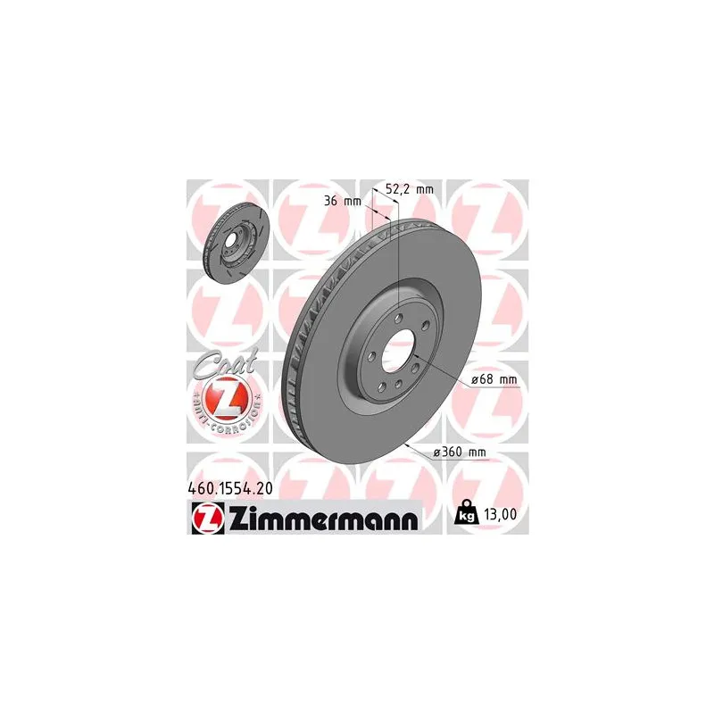 Disque de frein avant gauche ZIMMERMANN 460.1554.20