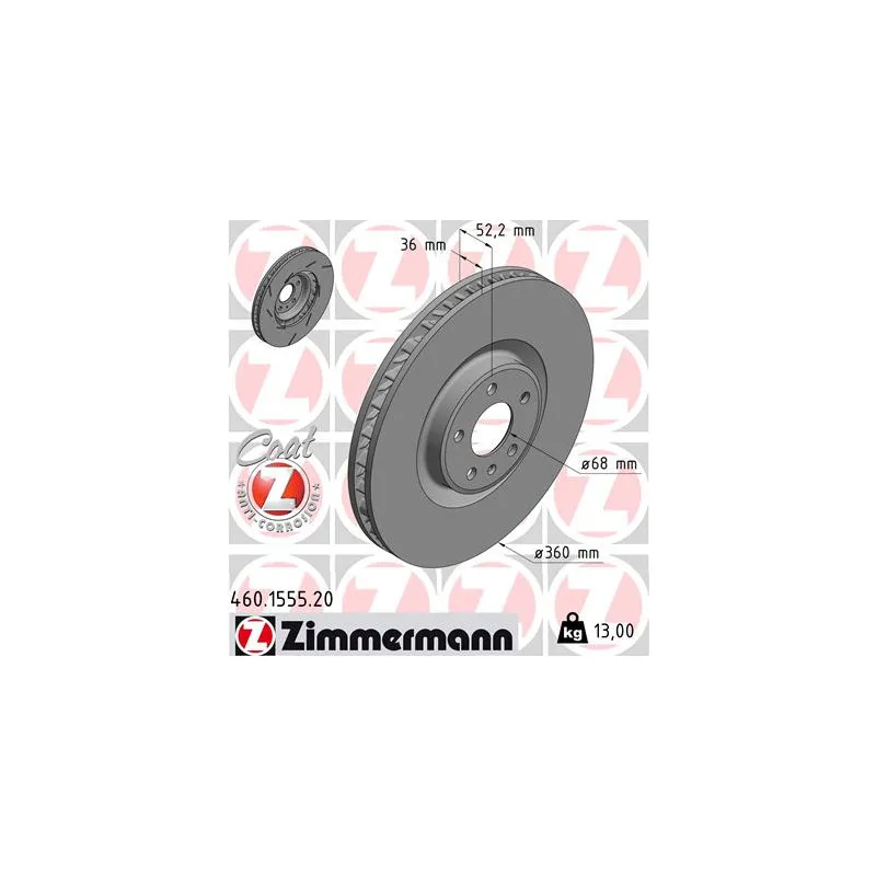 Disque de frein avant droit ZIMMERMANN 460.1555.20