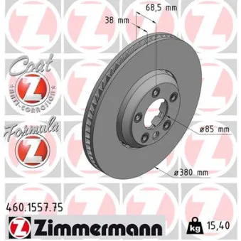 Disque de frein avant gauche ZIMMERMANN 460.1557.75