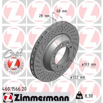 Disque de frein arrière gauche ZIMMERMANN 460.1566.20