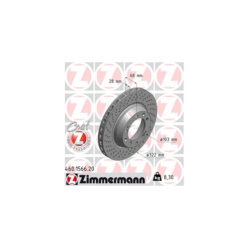 Disque de frein arrière gauche ZIMMERMANN 460.1566.20