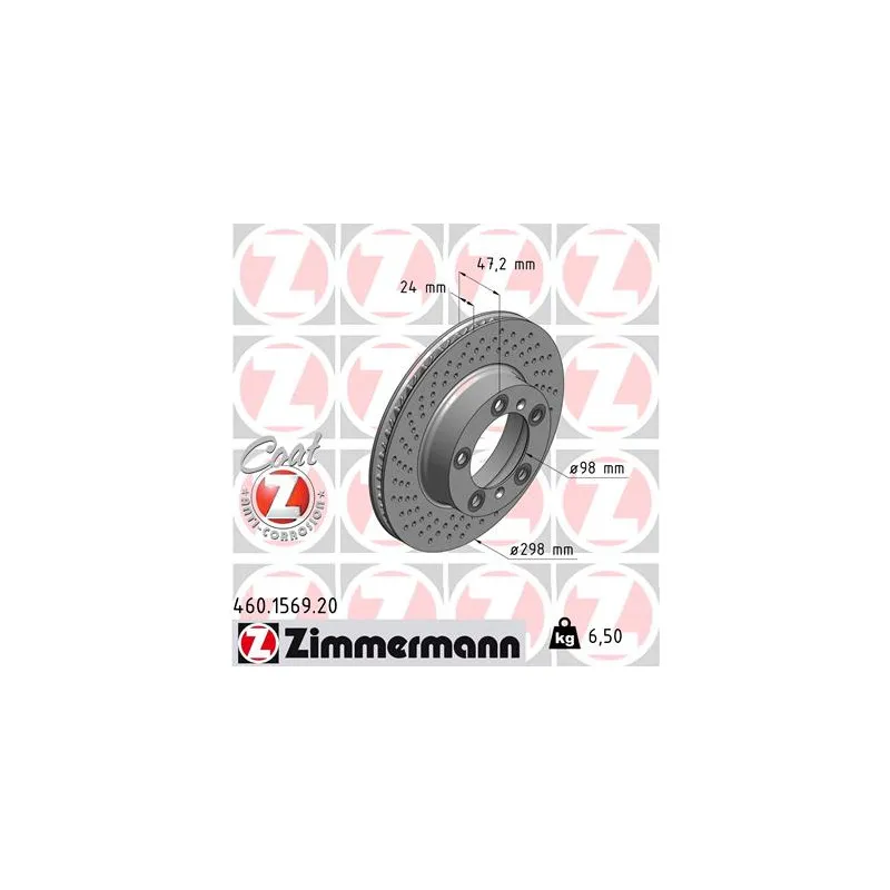 Disque de frein avant droit ZIMMERMANN 460.1569.20