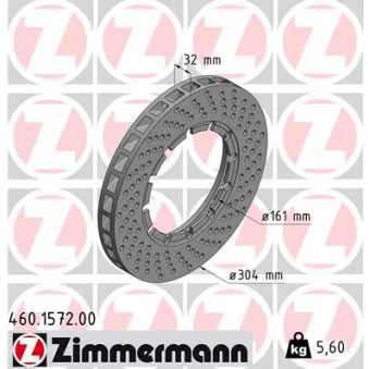 Disque de frein avant droit ZIMMERMANN 460.1572.00