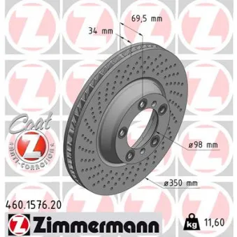 Disque de frein avant gauche ZIMMERMANN 460.1576.20
