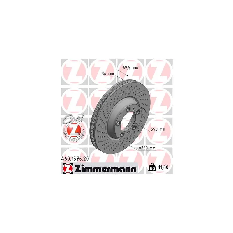 Disque de frein avant droit ZIMMERMANN 460.1577.20