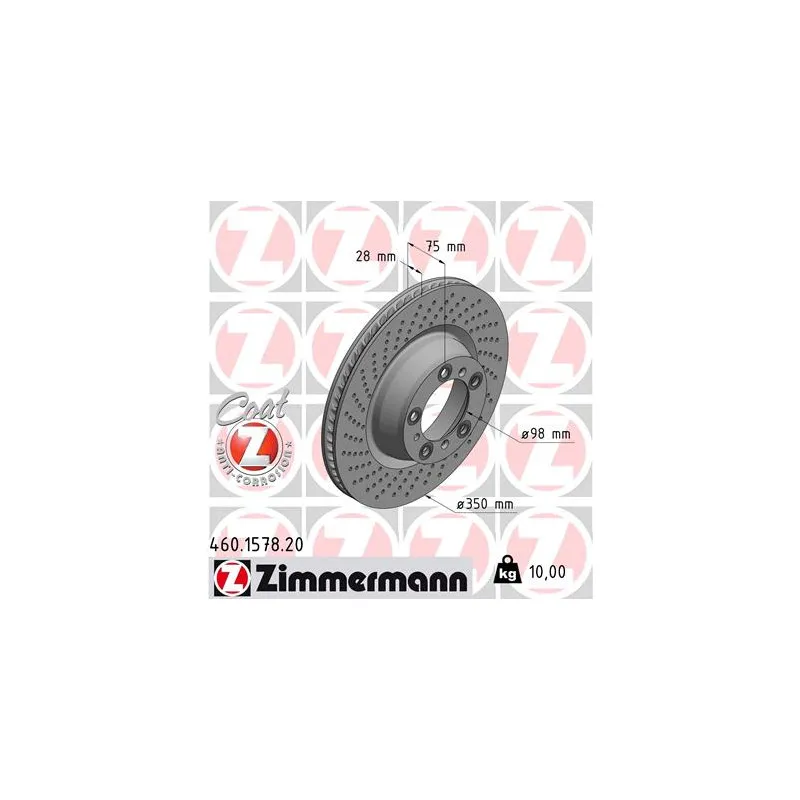 Disque de frein arrière gauche ZIMMERMANN 460.1578.20