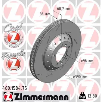 Disque de frein avant gauche ZIMMERMANN 460.1584.75