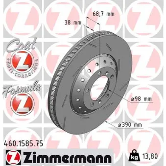 Disque de frein avant droit ZIMMERMANN 460.1585.75
