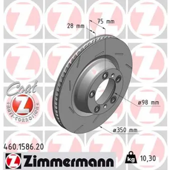 Disque de frein arrière gauche ZIMMERMANN 460.1586.20