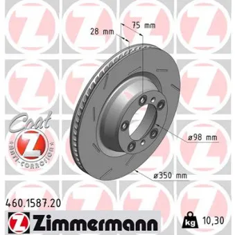 Disque de frein arrière droit ZIMMERMANN 460.1587.20
