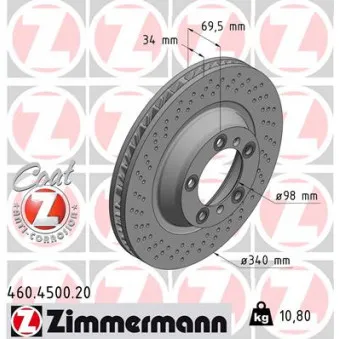 Disque de frein avant gauche ZIMMERMANN 460.4500.20