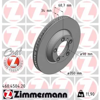 Disque de frein avant gauche ZIMMERMANN 460.4504.20