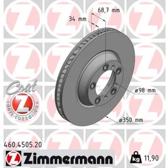 Disque de frein avant droit ZIMMERMANN 460.4505.20