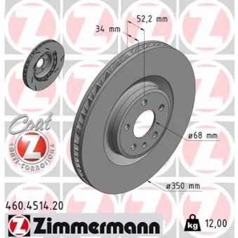 Disque de frein avant gauche ZIMMERMANN 460.4514.20