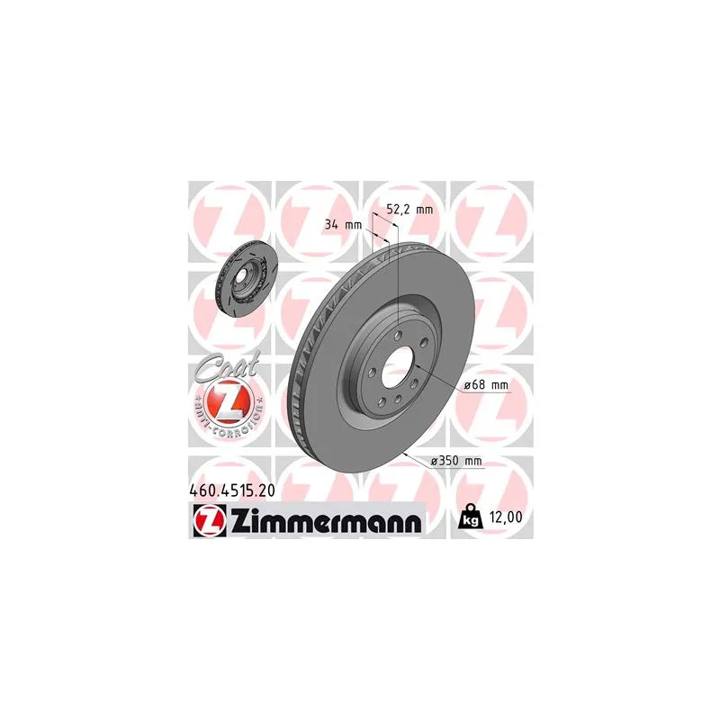 Disque de frein avant droit ZIMMERMANN 460.4515.20