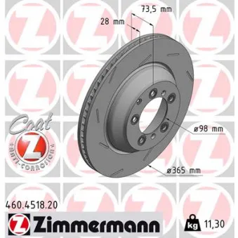 Disque de frein arrière gauche ZIMMERMANN 460.4518.20