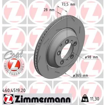 Disque de frein arrière droit ZIMMERMANN 460.4519.20